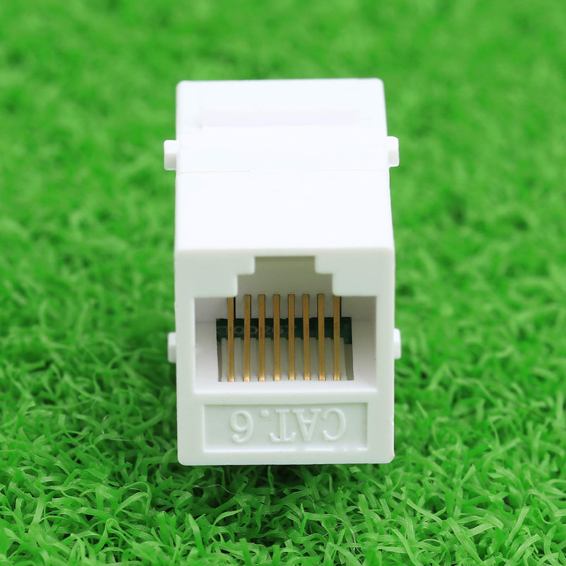 50Pcs/100Pcs CAT6 RJ45 Cable Connector 8P8C Straight Through Network Module Keystone Female to Female Extension Adapter for Plate Outlet Panel (100Pcs)