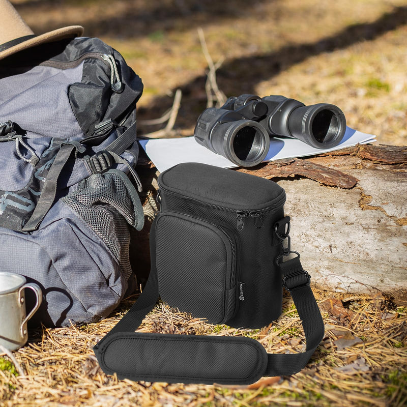 [AUSTRALIA] - Travel Protective Case for NIKON Monarch M5 M7 8x42 Binocular, Durable Fabric Storage Bag with Shoulder Strap Compatible with Nikon PROSTAFF P3 8x42 10x42 Binocular, Black (Case Only) 