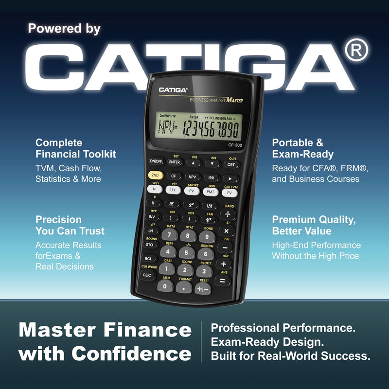 CATIGA Financial Calculator Business Analyst Master, TVM, IRR, NPV, Cash Flow, Amortization & Break-Even, Perfect for Real Estate, Banking, Accounting & Finance Professionals, 10-Digit LCD, CF-300
