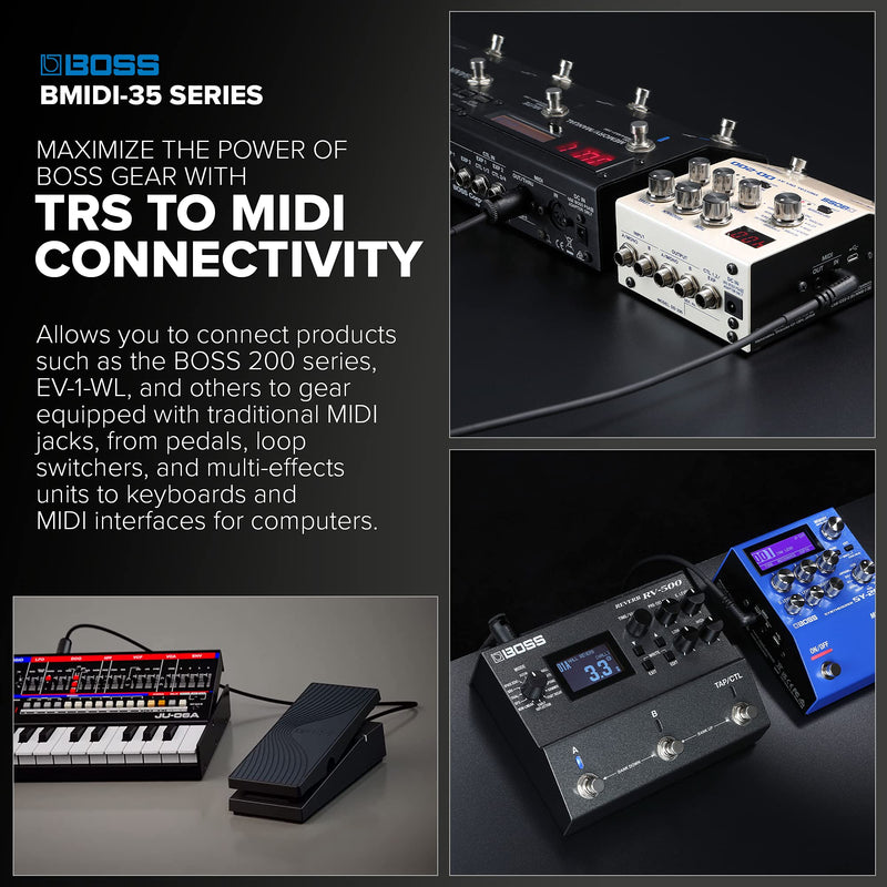 [AUSTRALIA] - BOSS BMIDI-2-35 – 2ft / 60cm – Space-Saving 3.5mm TRS to Multi-Directional 5-Pin MIDI Cable – Provides Premium connectivity Pedals 