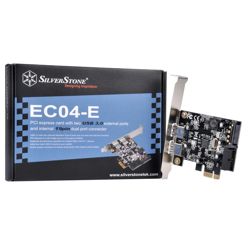 Silverstone Tek PCI Express Card with Two USB 3.0 External Ports and Internal 19-Pin Dual Port Connector (EC04-E)