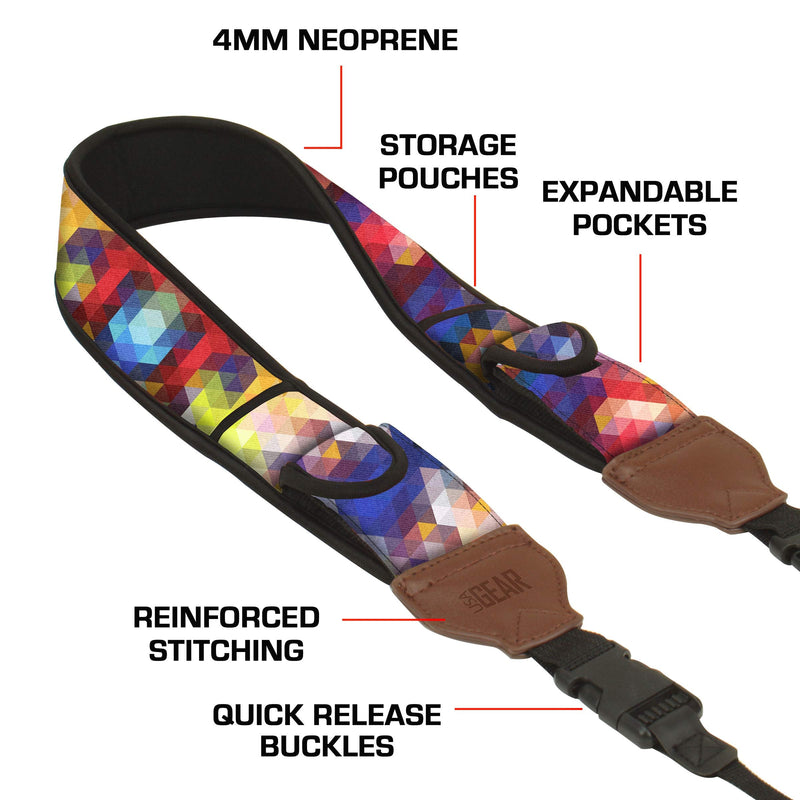 USA Gear Camera Sleeve (Geometric) + Camera Neck Strap (Geometric) - Bundle