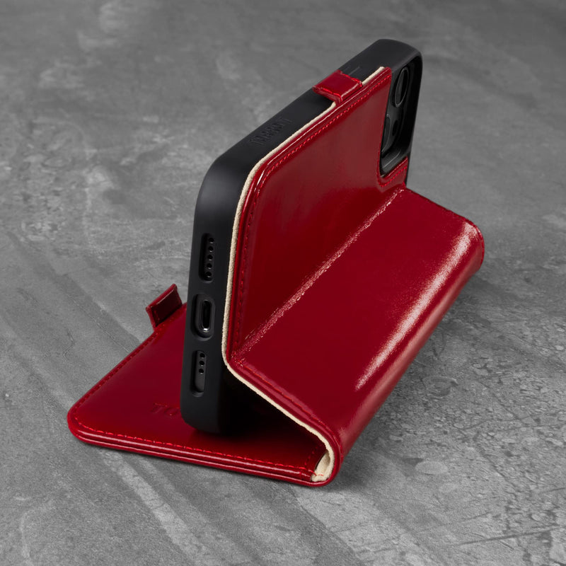 TORRO Case Compatible with iPhone 13 Pro Max – Premium Leather Wallet Case with Kickstand and Card Slots (Red) Red