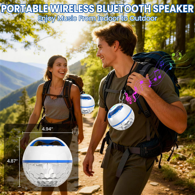 Luxfero Floating Bluetooth Pool Speaker with RGB Lights, Hot Tub Speaker | Top & Bottom Lights, Bluetooth 5.4, 6W, 360° Surround Sound, Hands-free Call, IP68 Waterproof, Type-C Charging, Portable White