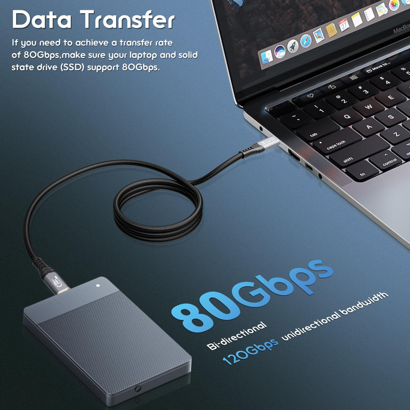 80Gbps USB c Data Transfer Cable 10FT for Thunderbolt 5 Cable,USB4 Gen4 for Thunderbolt 4,16K@60Hz/Dual 8K@60Hz, 240W, for MacBook Pro,Hub,Dock,eGPU,Laptops,Display USB c Monitor 10FT/3m