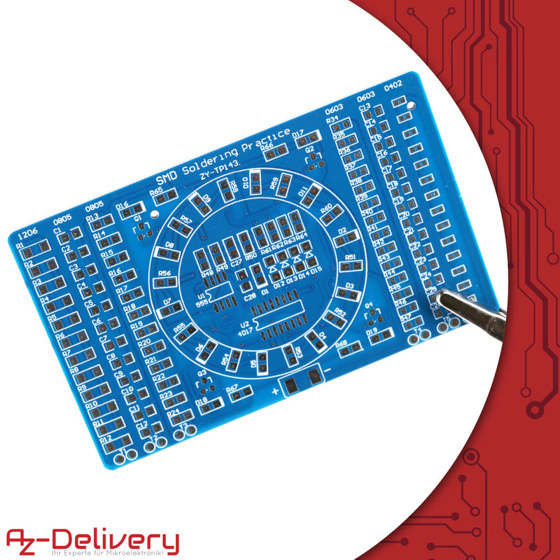AZDelivery NE555 SMD Soldering Practice Board DIY Kit - LED Module for Soldering Learning, Set with Soldering Kit - Electronic Soldering Kit for Soldering Exercises
