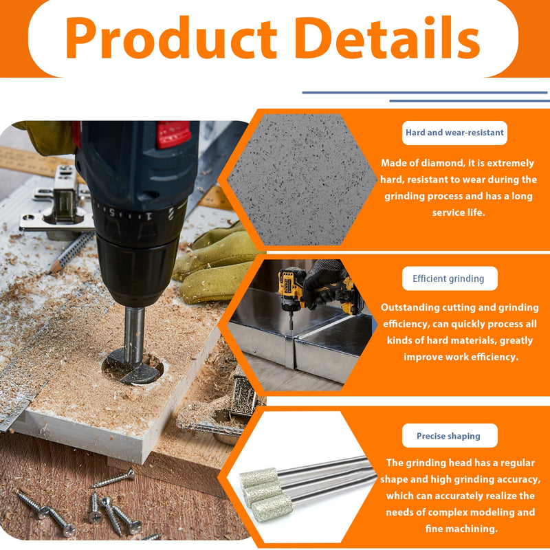 24 Piece Diamond Grinding Point Set - Grinding Attachments Suitable for Dremel - For Engraving & Polishing on Jade, Ceramic, Glass & Stone - Robust & Versatile
