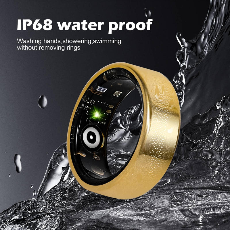 Smart Ring Fitness Tracker for Women & Men, Heart Rate, Blood Oxygen, Blood Pressure, Sleep & Step Monitor, IP68 Waterproof Health Ring, Compatible with iPhone Rose Gold 9#(19.25mm)