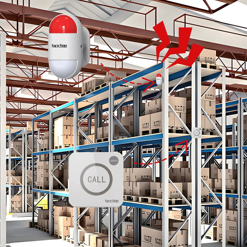 [AUSTRALIA] - Panic Button Alarm for House Remote Control Strobe Siren Alarm System Sound & Light Emergency Panic Button for Security,Elderly,Office (Battery Operated&USB Charging) 1 Siren+2 Buttons 