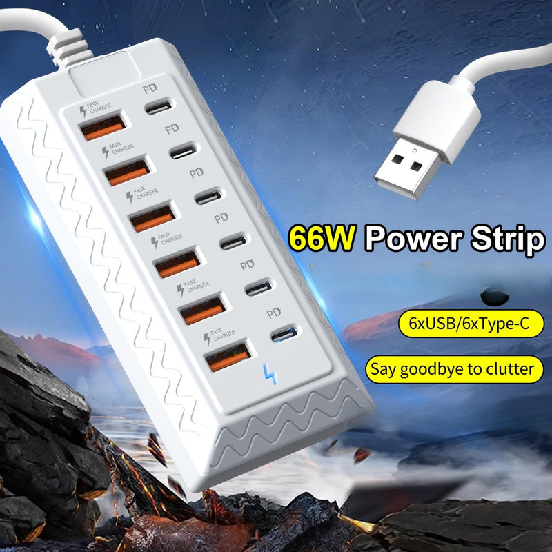 12-Port USB Hub, Compact Multi-Device Interface Station for Laptops, Tablets and Electronics Home Office Use