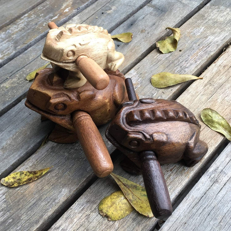 Percussion Instruments Wooden Frog Medium Size 4.8 Inch, 4 Inch and 3 Inch Family Wood Frog Guiro Rasp Musical Instrument Tone Block Musical Instrument Home Office Decoration