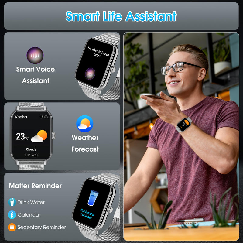 x2 Smart Watches for Women,1.83" HD with Calls and Messages/Heart Rate/Sleep/Female Cycle,Fitness Tracker Smartwatch for Android/iOS Compatible,Silver & Rose Gold