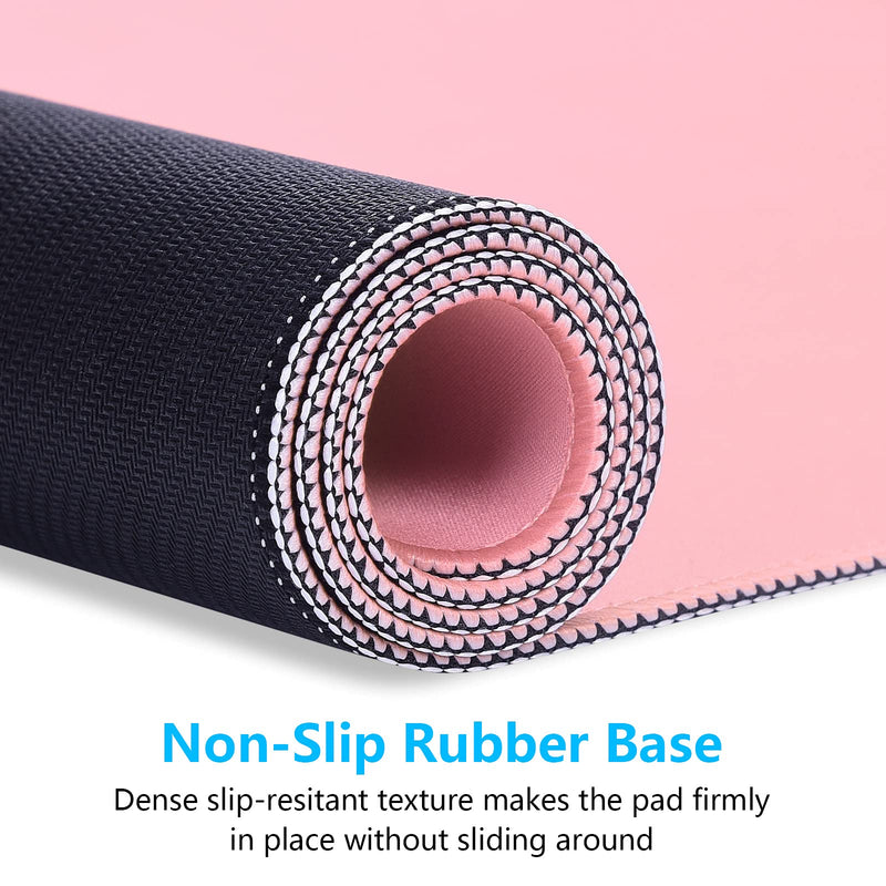 Dapesuom Large Mouse Pad, Extended Gaming Mouse Pad with Stitched Edges, Waterproof Desk Pads with Non-Slip Base, Computer Keyboard Pad, Big Mouse Mat for Laptop, Office, Home, 23.6 x 11.8 in, Pink XL Large (23.6" x 11.8" )