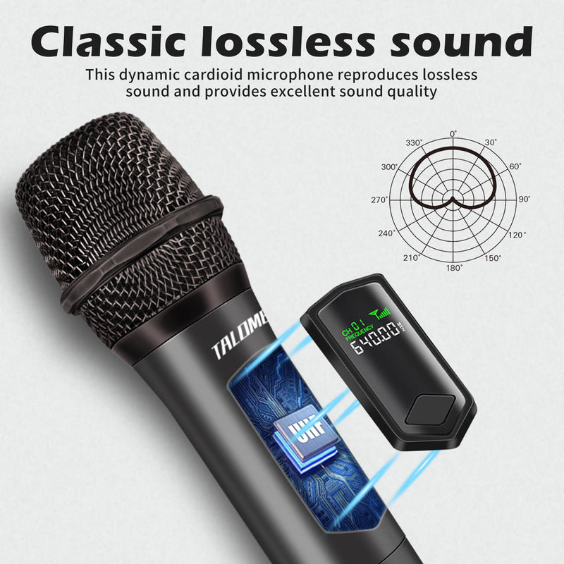Wireless Microphone,Professional Handheld Cordless Dynamic Mic System with Rechargeable Receiver(160 Ft),Karaoke Microphone Set for Singing,Karaoke,Wedding,DJ,Party,Speech,Church,PA,K60-1 Gray