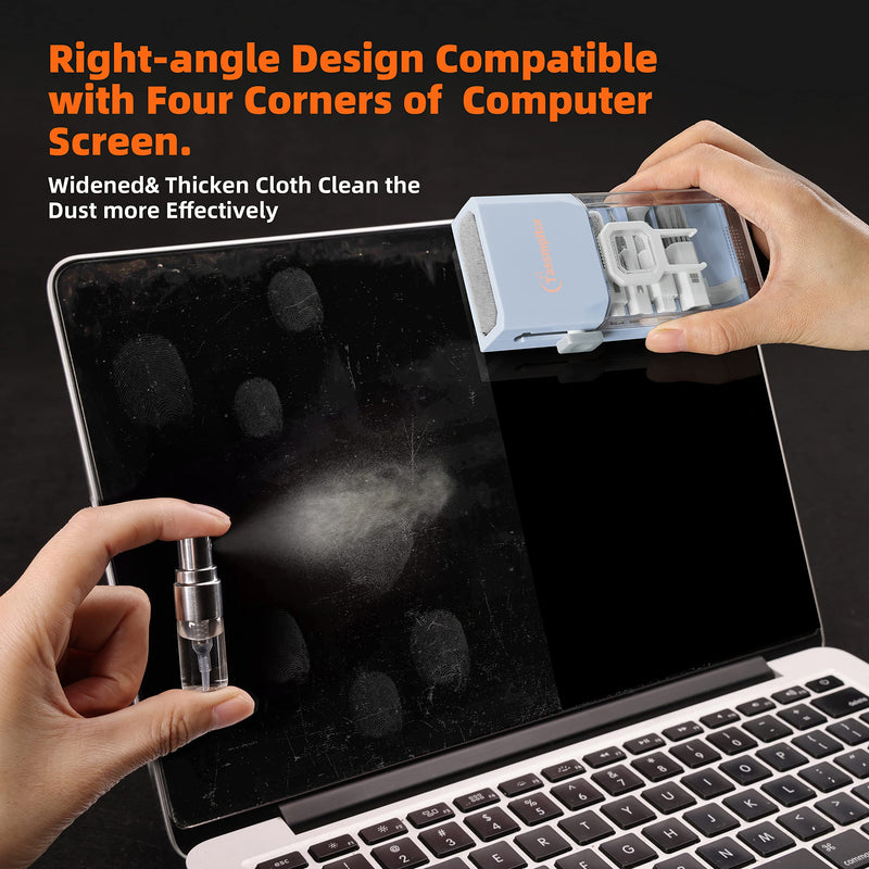 10-in-1 Laptop Keyboard Cleaner Cleaning Kit, Electronics Screen Cleaner Repair Tool with 3 in 1 Earbud Cleaner Pen, Camera Lens Pen, Suit for MacBook iPad, iPhone, Cell Phone, PC Monitor with Patent Morandi Light Blue