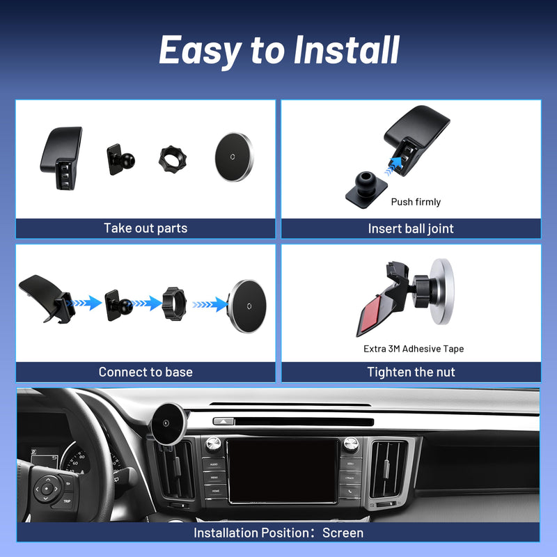 Phone Mount for Toyota RAV4 (2013-2018),15W Wireless Car Charger,Magnetic Phone Holder,Dashboard Hands Free Mobile Holder,360° Adjustable,2014 2015 2016 2017 RAV-4 Interior Accessories,New Car Gifts Toyota RAV4 | 2013-2018