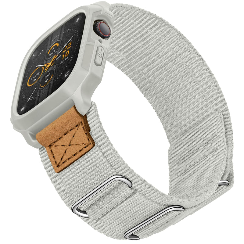 Bundle of the Rugged Nylon Velcro Apple Watch Band (Apricot grey/Black Tag)