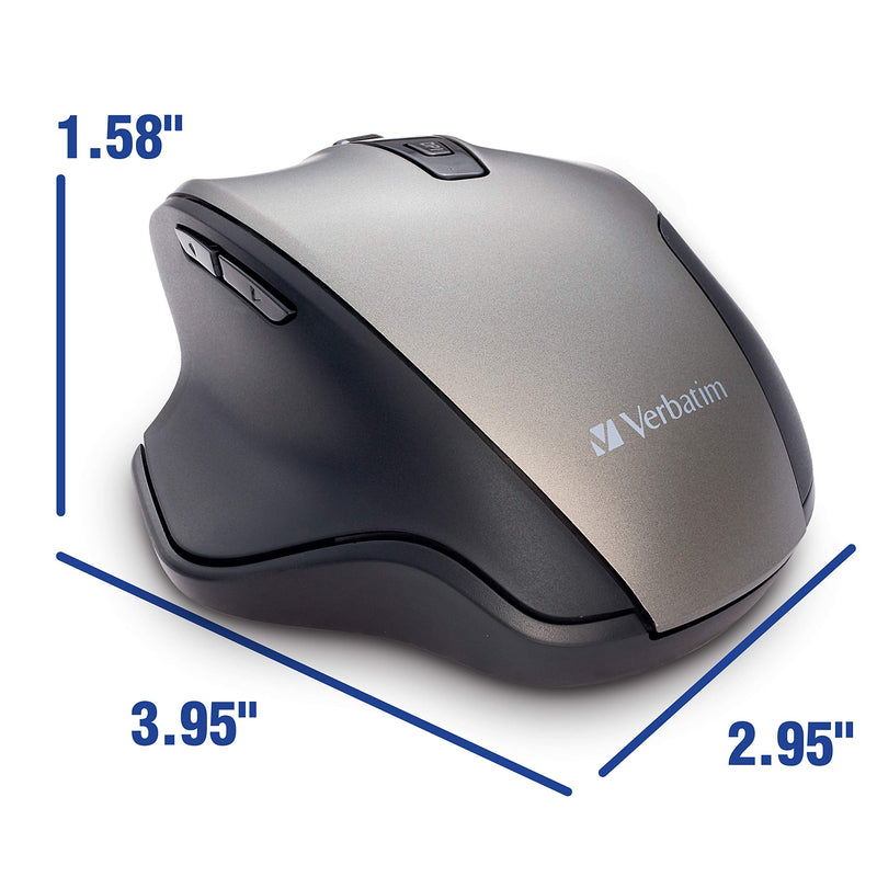 Verbatim Silent Ergonomic Wireless Blue LED Mouse - Graphite