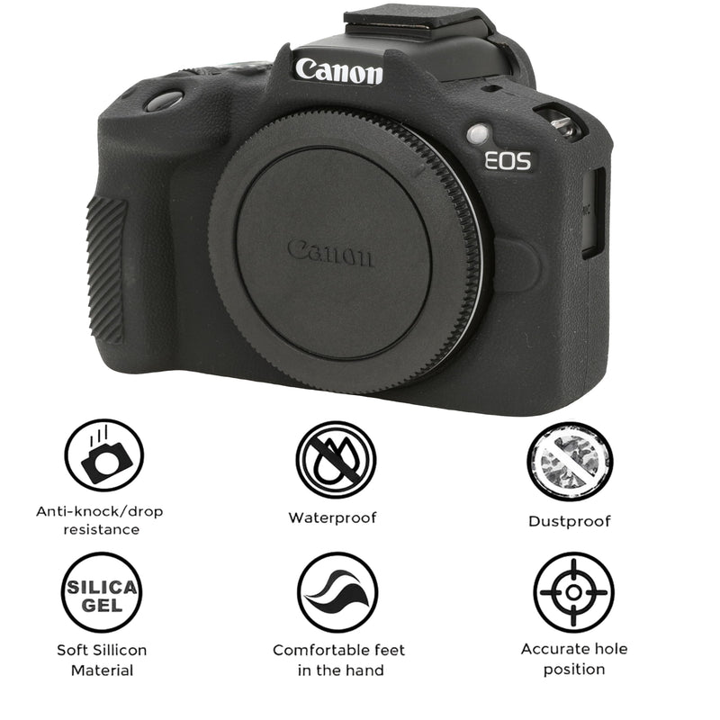 Case for Canon EOS R50, EOS R50 Camera Silicone Protective Case, Lightweight, Anti-Scratch Slim Fit Soft Skin, EOS R50 Accessories, AEXUTDA Bag for EOS R50 Mirrorless Vlogging Camera - Black