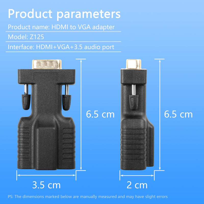 [AUSTRALIA] - CERRXIAN HDMI to VGA Adapter with 3.5mm Audio Jack Cable,Gold Plated HDMI to VGA 1080P@60Hz Digital Video Converter Cable for Desktop,Laptop,Projector, Monitor, HDTV 