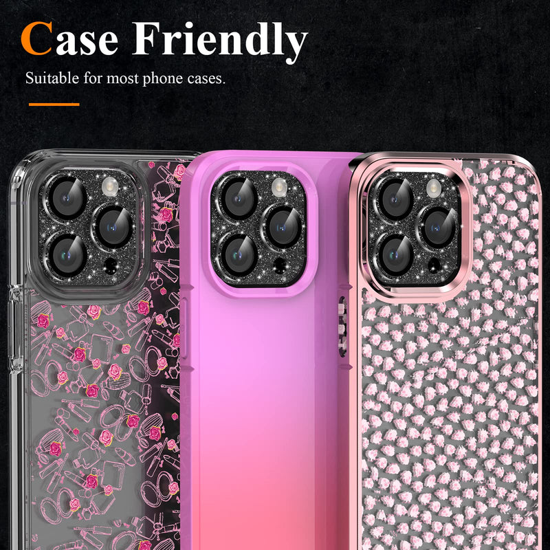 YWXTW for iPhone 14 Pro/iPhone 14 Pro Max Camera Lens Protector, [4TH Gen New Bling Design] Glitter Shiny Diamond Metal Ring Tempered Glass Back Camera Screen Protector Lens Cover (Graphite) Graphite Glitter iPhone 14 Pro/14 Pro Max