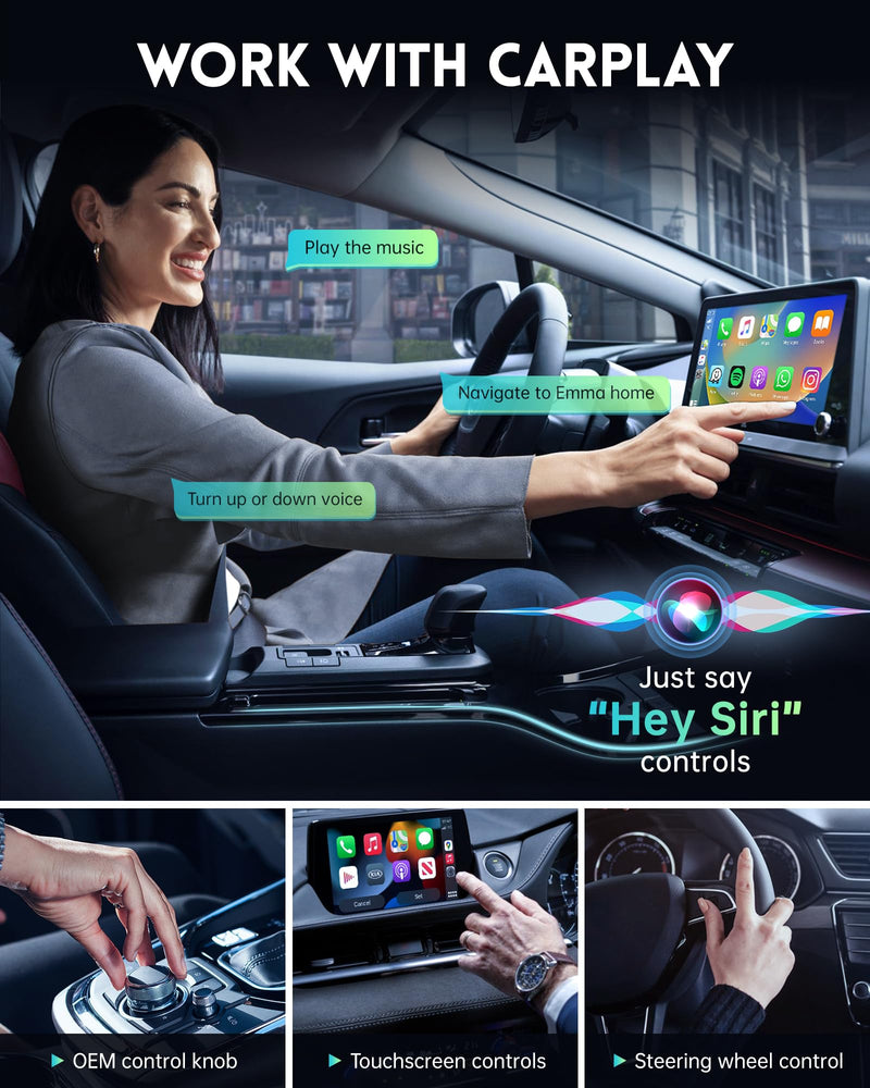 Wireless CarPlay Adapter- Mini Edition, Converts Factory Wired to Wireless CarPlay Dongle Plug & Play CarPlay Wireless Adapter for Apple iPhone iOS 10+ & Cars from 2015+(Brushed Cobalt Blue) Brushed Cobalt Blue