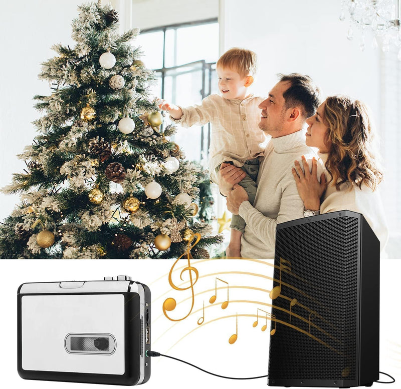 [AUSTRALIA] - Reshow Portable Cassette Tape Player, Best Overall Standalone USB to MP3 Converter, Audio Cassette to Digital Converter Automatically Divides -Silver Silver 