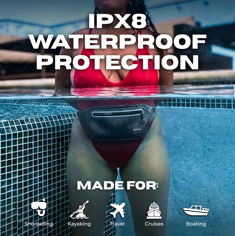 DRENCH Waterproof Fanny Pack with Floating Phone Pouch, IPX8 Submersible Waist Pack Dry Bag for Swimming, Snorkeling, Kayaking & SUP, Waterproof Belt Bag for Beach, Travel & Water Sports