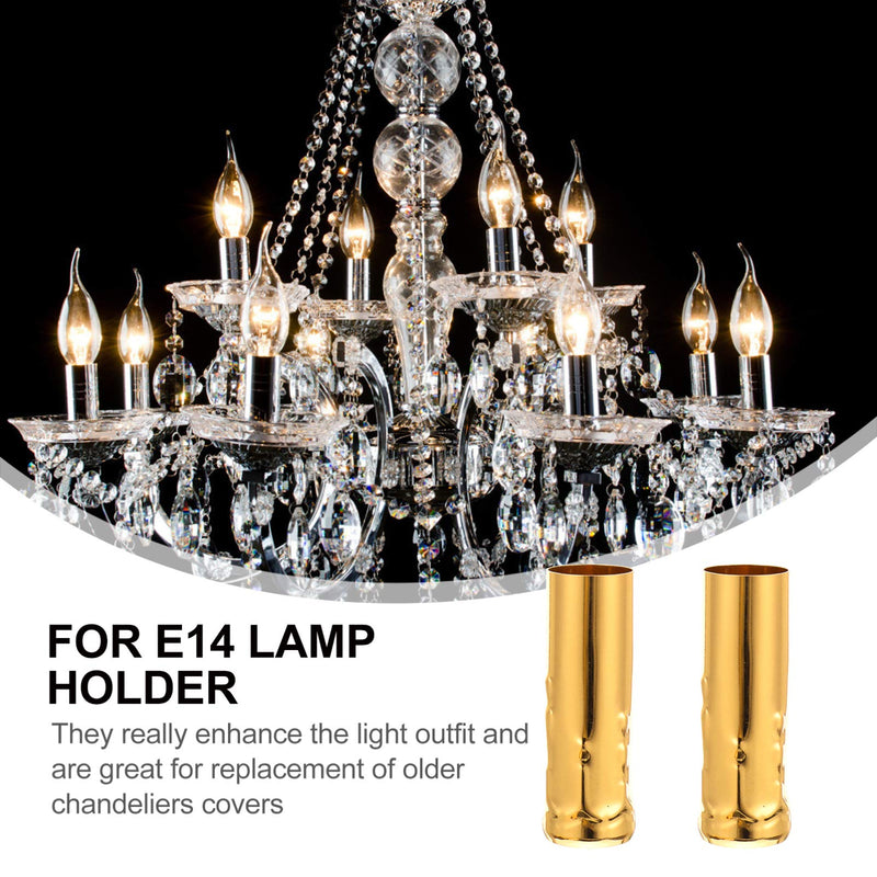 [AUSTRALIA] - OSALADI Pack of 6 E14 Candle Holder Sleeves Iron Candle Lamp Holder Cover Metal Chandelier Light Cover Candelabra Base Golden 