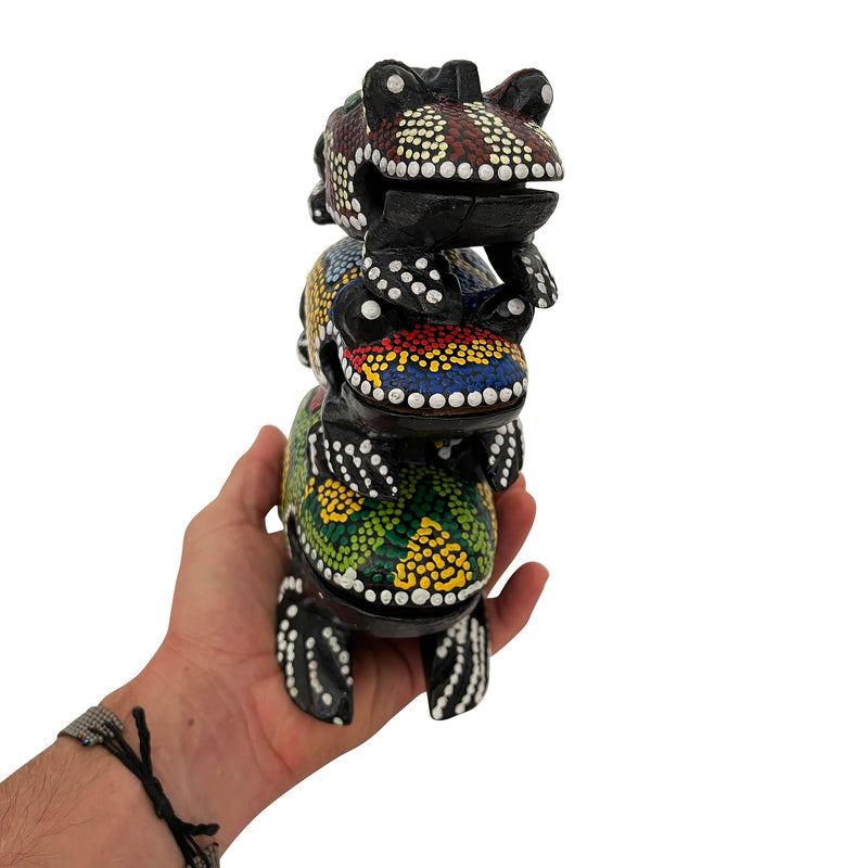 [AUSTRALIA] - Set of 3 Hand Painted Wooden Frog Guiro Rasps - Percussion Instrument Tone Blocks FRX3P1 