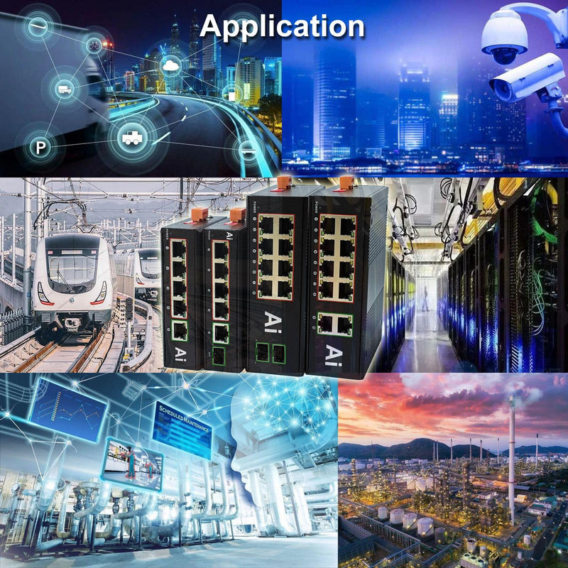 Industrial 5 Ports Gigabit Ethernet Switch Din Rail Mount Ethernet Hub | 10/100/1000Mbps, Aluminum Case, -40 to 176°F Operating Temperature, Cost–effective KP-GY005G