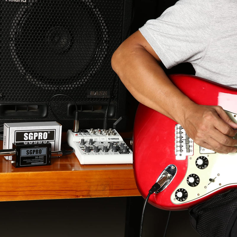 Active Direct Box, Recording Signal DI Box for Musical Instruments as Guitar, Bass Guitar, and Keyboard Live Performance or Studio, 1/4" to XLR, Ground Lift 48V Phantom Powered Compact Unit