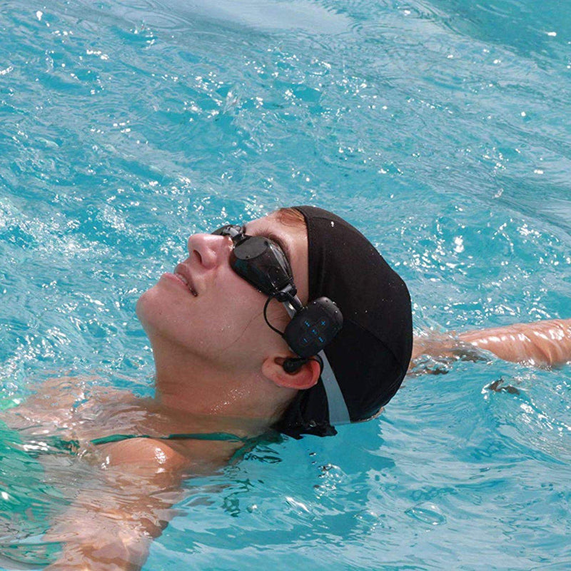 Waterproof MP3 Player for Swimming and Running, Underwater Headphones with Short Cord, Shuffle Feature Black