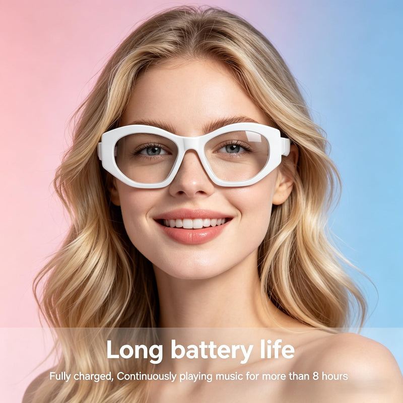 Bluetooth Smart Glasses for Men Women Audio Glasses with Bluetooth Built-in Speakers and Mic Voice Control, Clear Lens Black Frame - Clear Lens