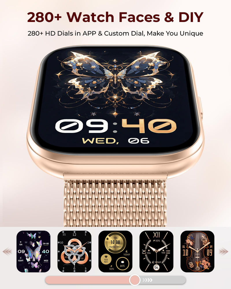 Iaret Smart Watch for Women, 4 Bands & Charm Gift Set, 1.75" HD Fitness Tracker with Bluetooth Calls, Heart Rate SpO2 Sleep Monitor, 120+ Sports Modes, Compatible with Android iPhone (Rose Gold) Rose Gold