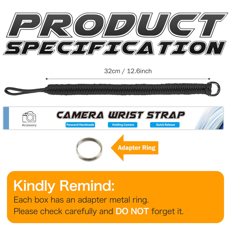 SUNYA Camera Wrist Strap for Photographers Quick Release Camera Hand Strap Compatible for DSLR or Mirrorless Camera Black