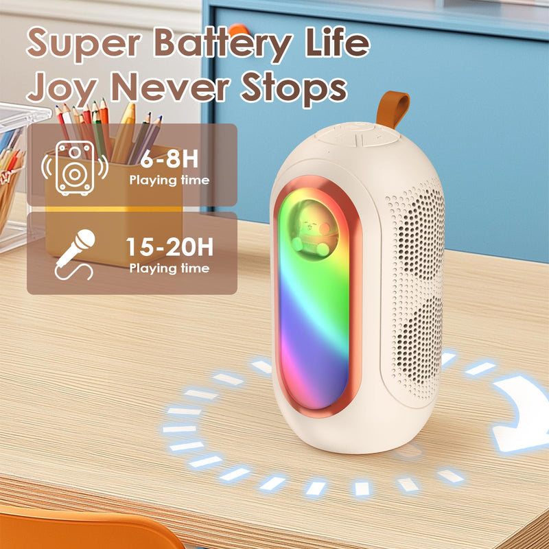 Mini Karaoke Machine for Kids & Adults with 2 Wireless Microphones Portable Karaoke Machine 2x5W Bluetooth Speaker Birthday Gift Toys Gifts for Kids Family Home Outdoor Party Cream