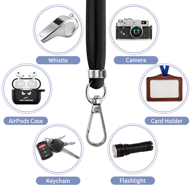 CACOE Cell Phone Lanyard 2 Pack-1× Adjustable Neck Strap,1× Wrist Strap,2× Pads,Universal Crossbody,Multifuctional Compatible with Most Smartphones(Black) Black