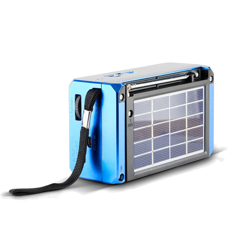 QFX R-37-BL 6-Band (AM, FM, SW1 - SW4) Bluetooth LED Flashlight Solar Radio (2021 Model)