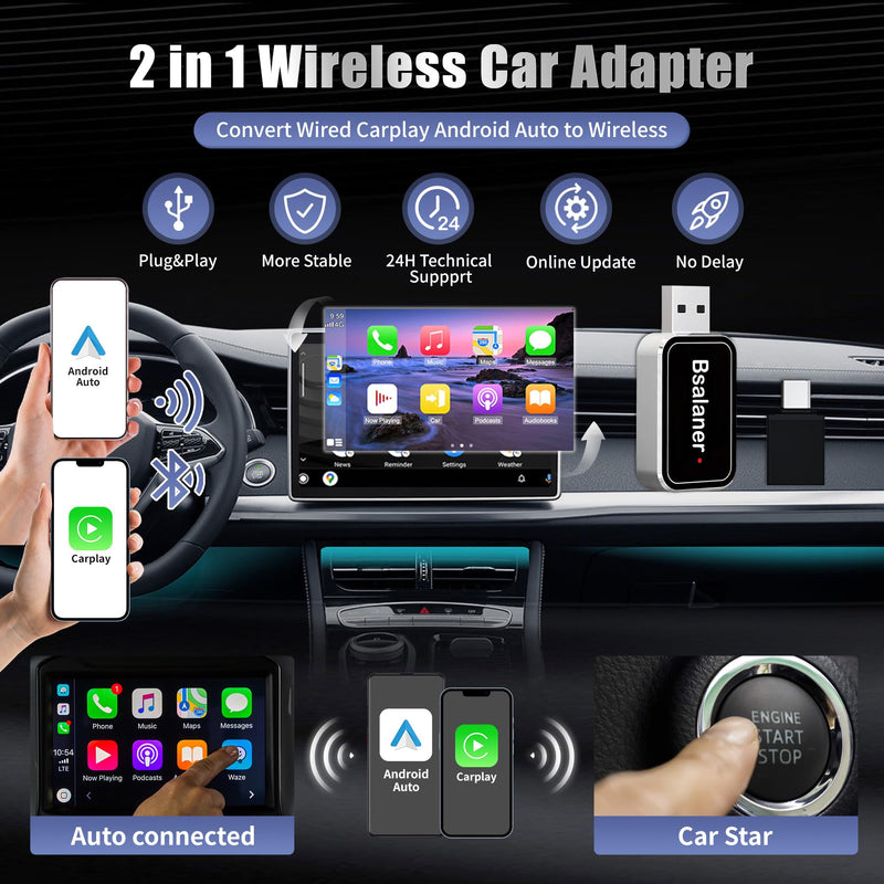 Car TV Mate Pro with Wireless Car Play Adapter, 2 in 1 HDMI Multimedia Adapter