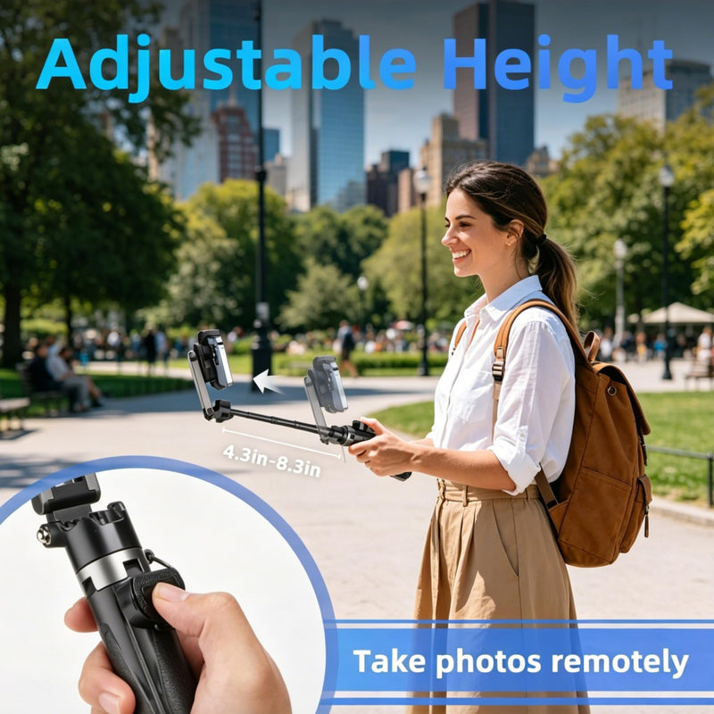 Magnetic Tripod Stand for Phone, Pocket Selfie Stick | 4.72" Folded Extends to 16.34", 210° Tilt 360° Rotation, Cell Phone Tripod for iPhone / Android 16in