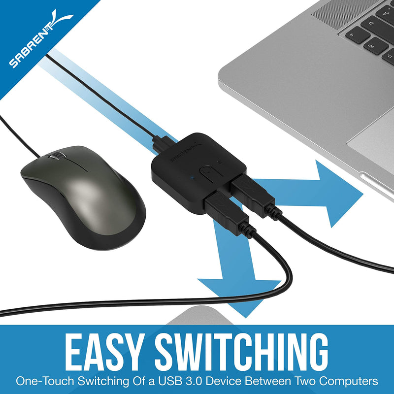 SABRENT USB 3.0 Sharing Switch for Multiple Computers and Peripherals LED Device Indicators + Premium 3-Port Aluminum Mini USB 3.0 Hub