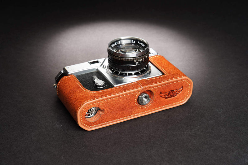 S3 Film Camera Case, BolinUS Handmade Genuine Real Leather Half Camera Case Bag Cover for Nikon S3 Film Camera with Hand Strap (LavaBrown) LavaBrown