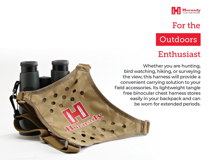 [AUSTRALIA] - Hornady Binocular Harness 99121 - Durable, Lightweight Binocular Harness Strap with Form-Fitting X Panel for Comfort & Hands-Free Wear -Easy On & Off Bino Harness for Hunting, Hiking, or Bird Watching 