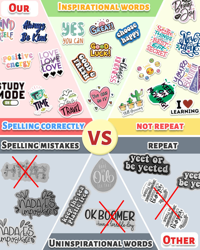 300 PCS Inspirational Stickers for Adults, Motivational Water Bottle Stickers for Teens Kids Teachers, Journaling Scrapbook Laptop Positive Quote Vinyl Stickers for Vision Board Supplies 300 Pcs