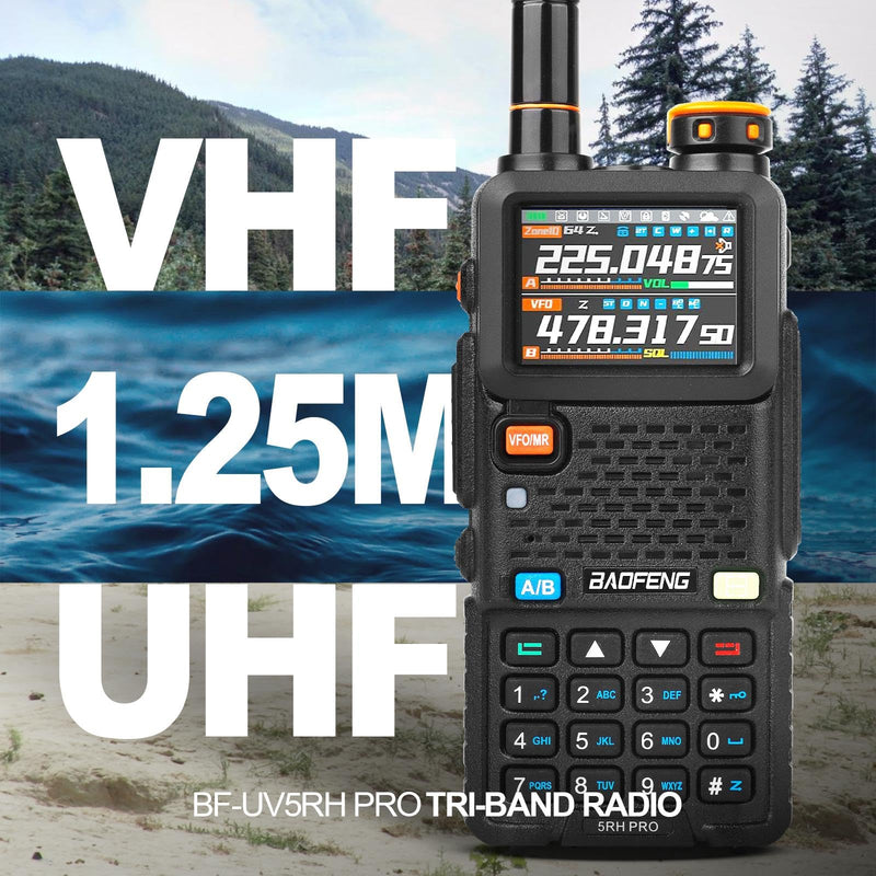 BAOFENG 5RH PRO 10W GPS APRS Ham Radio Hanheld Long Range Walkie Talkie with Earpiece 2P Full Kits