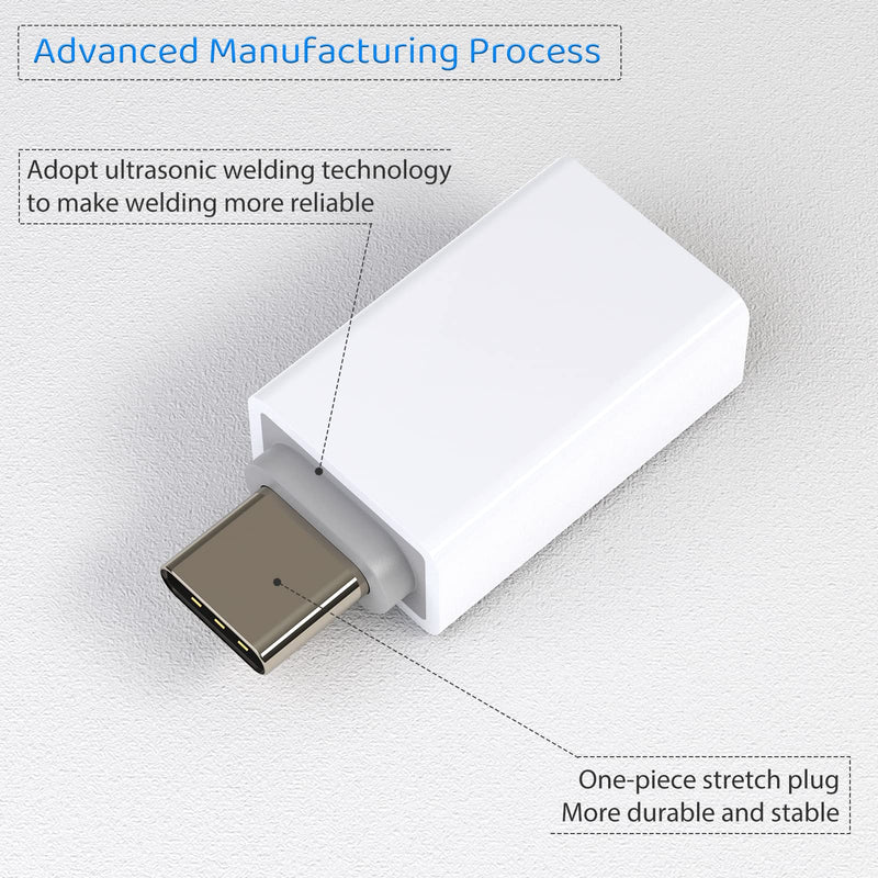 USB C to USB Adapter Pack-1,USB-C Male to USB 3.0 Female Adapter for MacBook Pro 2021/2020 iMac iPad Pro/Mini 6 Pixel 6 5 4 XL USB C Wall Plug Charger and Any Type C or Thunderbolt 4/3 Devices, White 1 Count