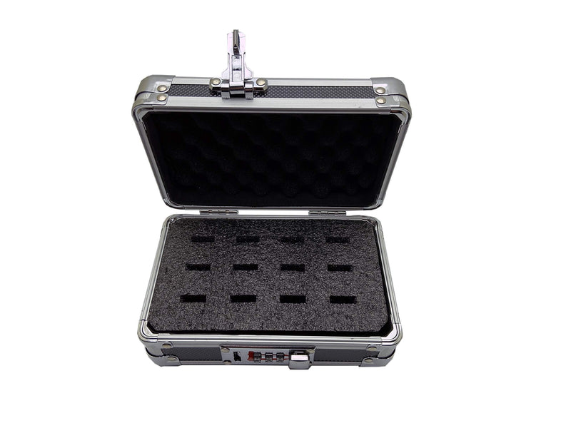 Flash USB Thumb Drive Case Memory Card Electronic Accessories Storage Organizer Bag Secure Combination Lock Antistatic Shockproof Foam (Aluminum, 12 USB Slots)