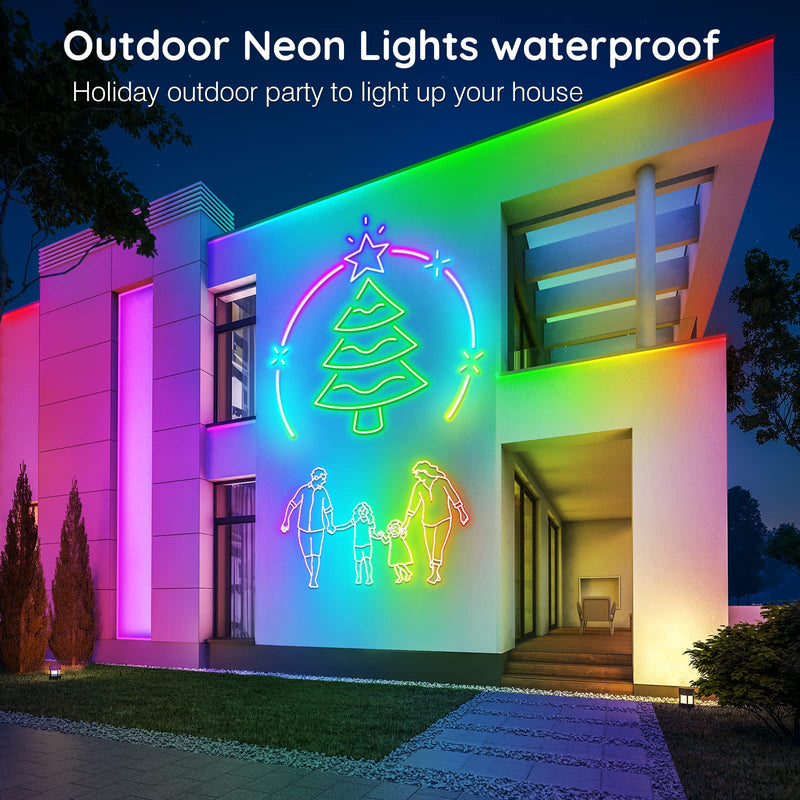 [AUSTRALIA] - 32.8Ft Neon Rope Lights,Flexible Led Rope Lights Control with App/Remote,Multiple Modes RopeLights,IP65 Outdoor RGB Led Neon Lights NonWater Resistant,Music Sync Gaming Led NeonLight Strip 32.8FT 