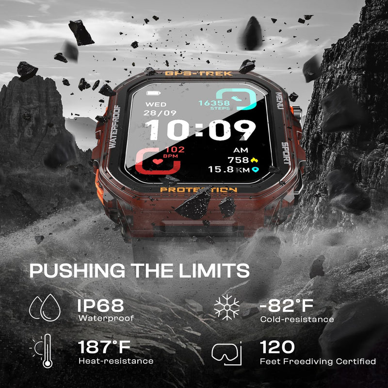 SGJIK Military Smart Watches Built-in GPS, 100+ Sport Modes for Men with, Smartwatch for Android Phones and iPhone, 1.75" HD Screen Bluetooth Call 24/7 Heart Rate/Sleep/Stress Monitor (Gray) Gray